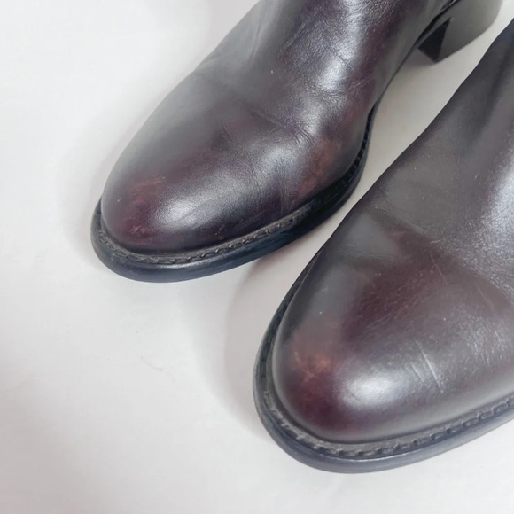Via Spiga Dark Brown/Burgundy Leather Riding Boots - Picture 13 of 15